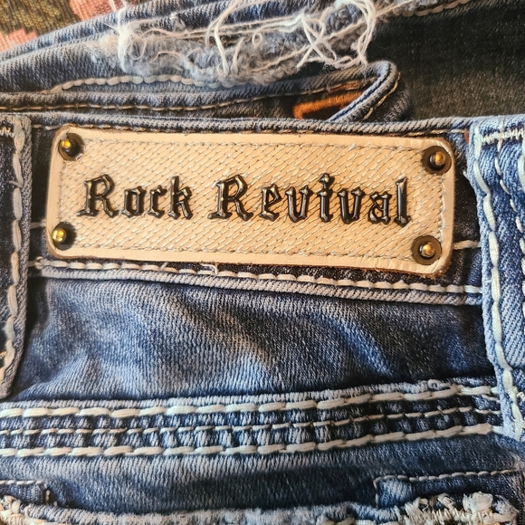 Rock Revival Betty Boot Size 25 Distressed Blue Jeans - Picture 2 of 13
